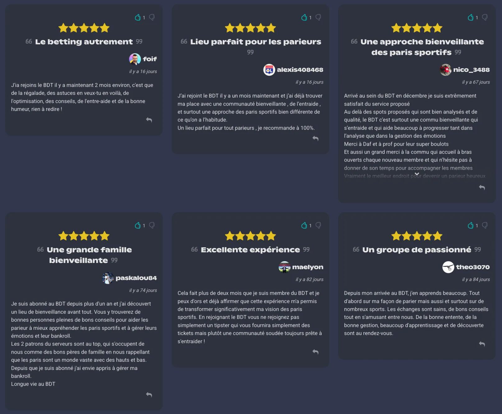 Les paris sportifs avec la communauté du Bureau des Tipsters Les utilisateurs du Bureau des Tipsters notent la communauté 5/5