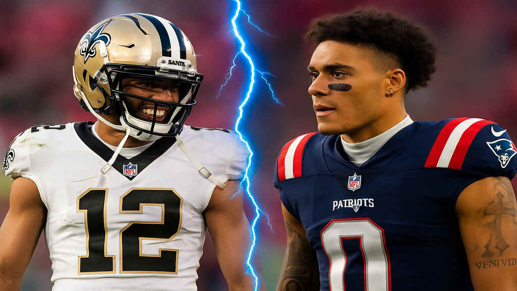 Nfl duel semaine Week 6 Christian Gonzalez New England Patriots vs Chris Olave New Orleans Saints 