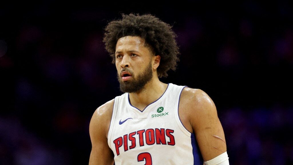 PHILADELPHIA, PENNSYLVANIA - NOVEMBER 09: Cade Cunningham #2 of the Detroit Pistons looks on during a game against the Philadelphia 76ers at Xfinity Mobile Arena on November 09, 2025 in Philadelphia, Pennsylvania. NOTE TO USER: User expressly acknowledges and agrees that, by downloading and or using this photograph, User is consenting to the terms and conditions of the Getty Images License Agreement. Emilee Chinn/Getty Images/AFP (Photo by Emilee Chinn / GETTY IMAGES NORTH AMERICA / Getty Images via AFP)